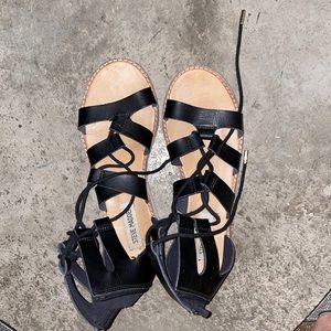 Black strap/lace up sandals size 7